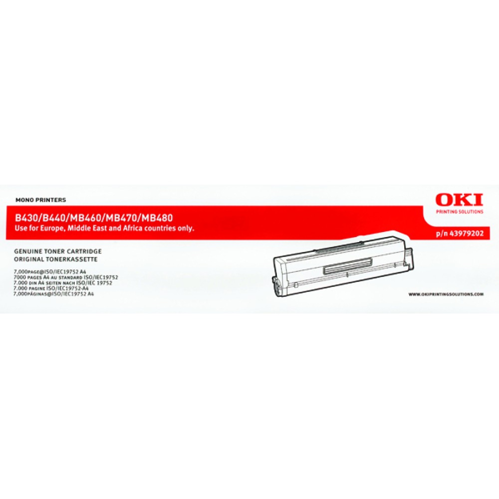 Oki Black High Yield Toner Cartridge for B430/440, MB460/470/480 - 43979202