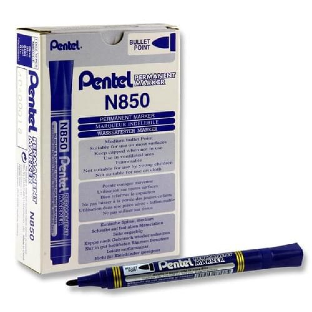 Pentel N850 Permanent Marker Bullet Point- Blue