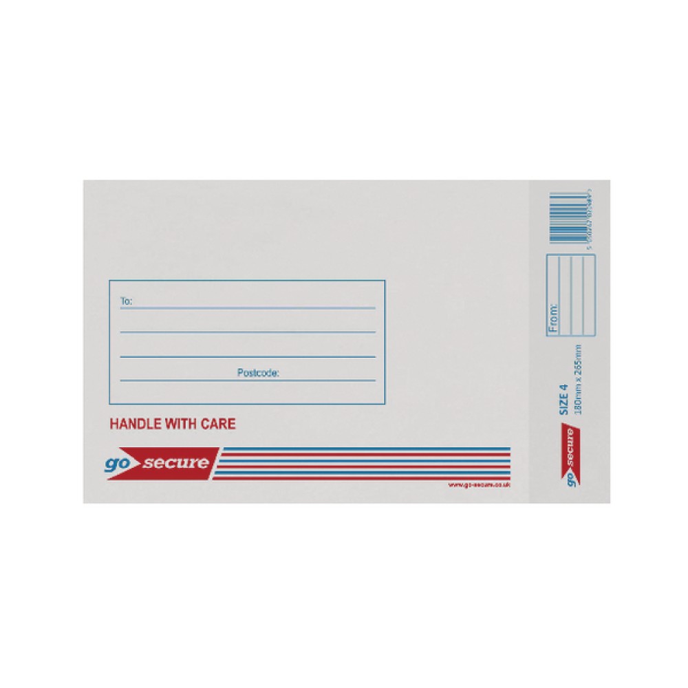 GoSecure Bubble Lined Envelope Size 4 180x265mm White (20 Pack) PB02128