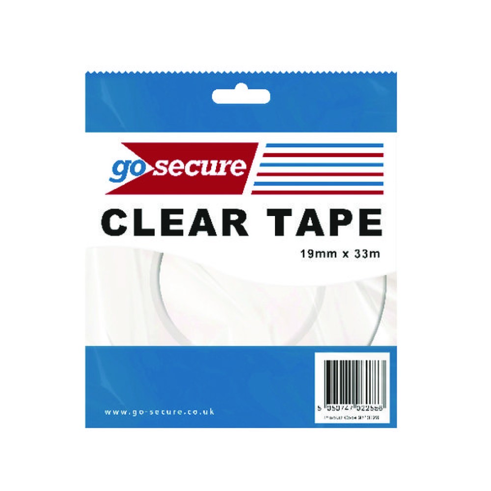 GoSecure Small Tape 19mmx33m Clear (12 Pack) PB02298