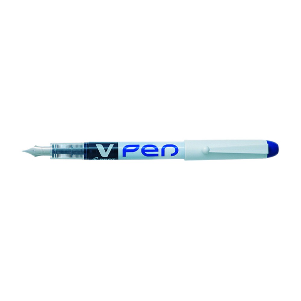 Pilot Blue Ink/White Barrel VPen Disposable Fountain Pen (12 Pack) SV4W03