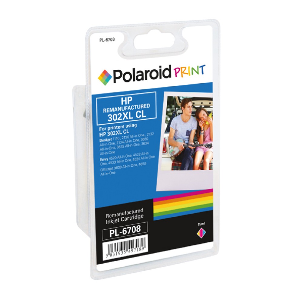 Polaroid HP 302 Remanufactured Inkjet Cartridge Tricolour F6U65AE-COMP PL