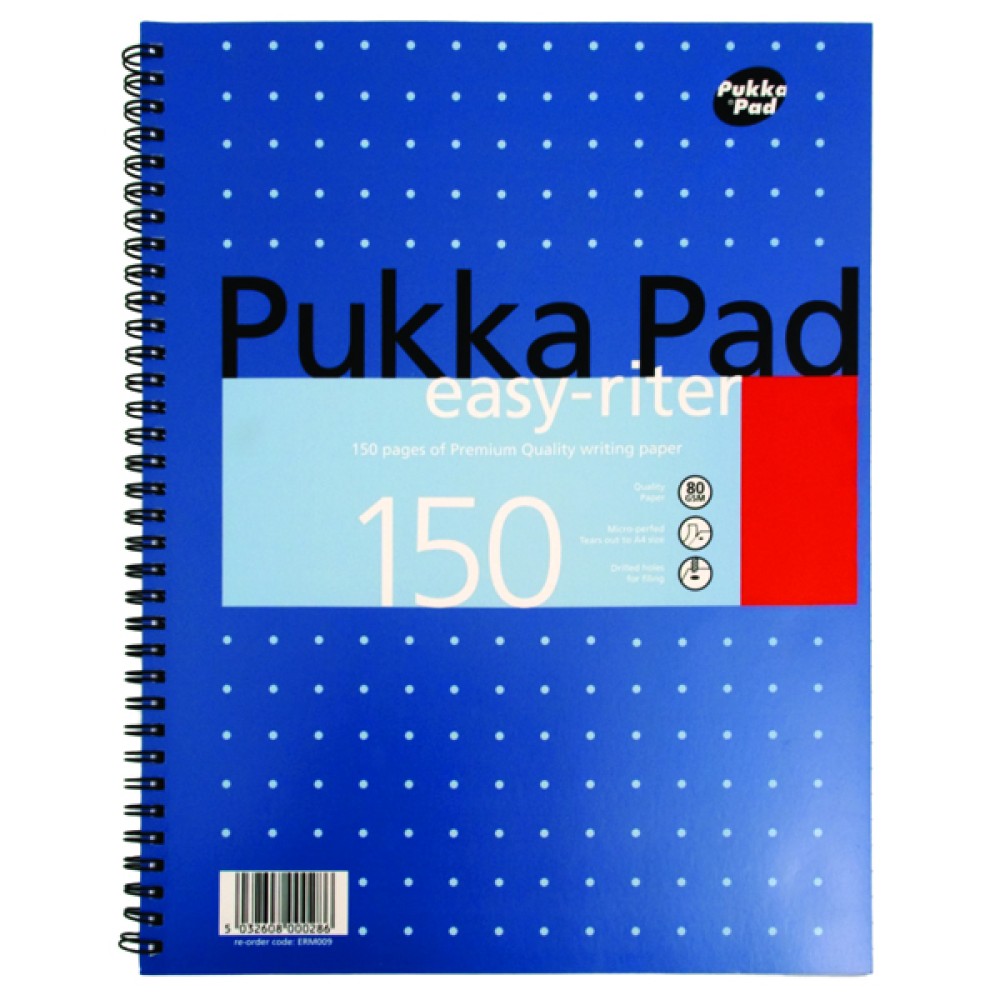 Pukka Pad Ruled Metallic Wirebound Easy-Riter Notepad 150 Pages A4 (3 Pack) ERM009