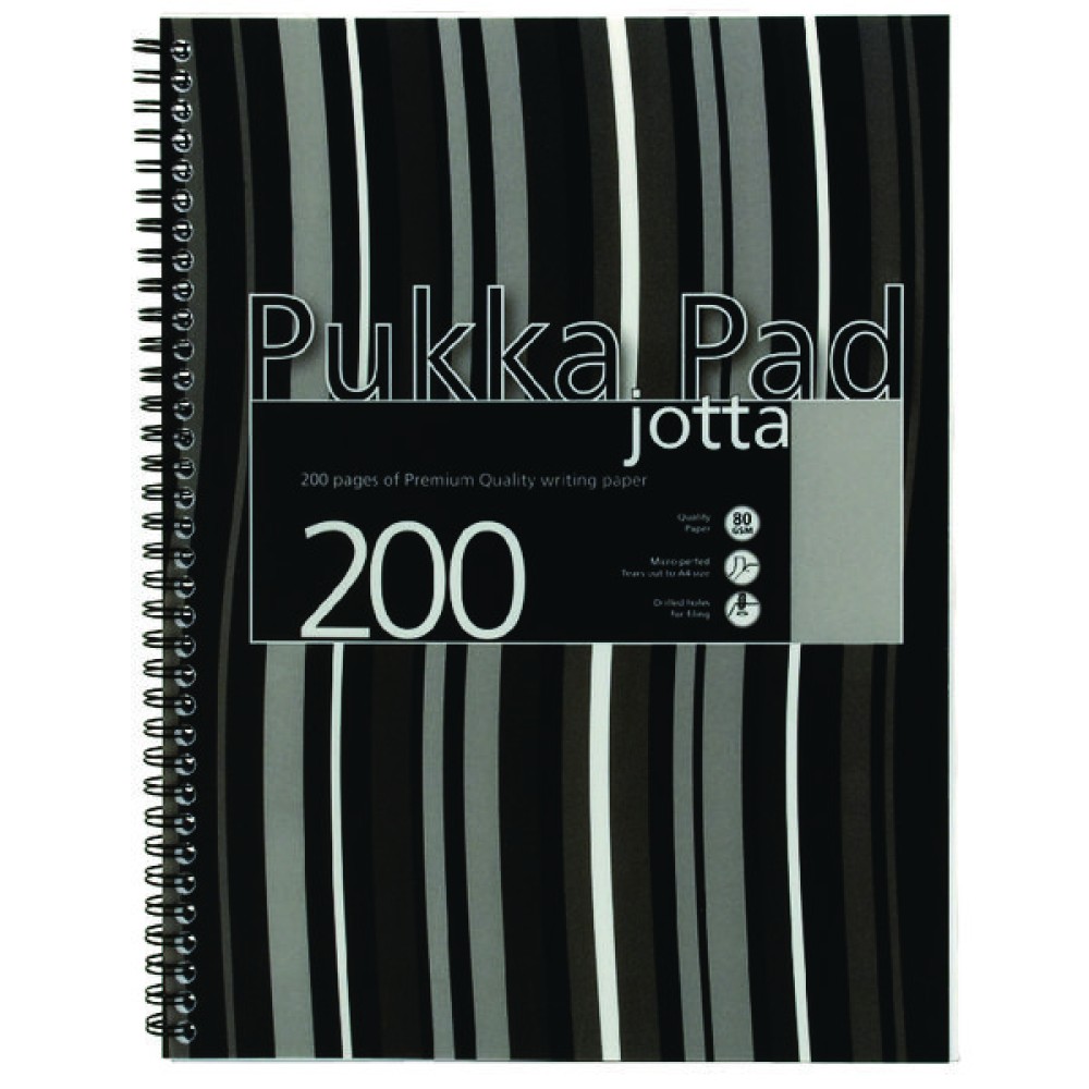 Pukka Pad Stripes Polypropylene Wirebound Jotta Notebook 200 Pages A5 Black (3 Pack) JP018