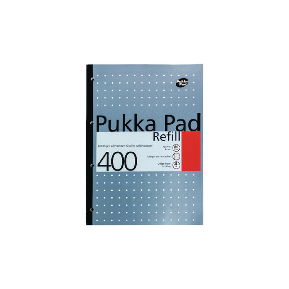 Pukka Pad Ruled Metallic Four-Hole Refill Pad Side Bound 400 Pages A4 (5 Pack) REF400