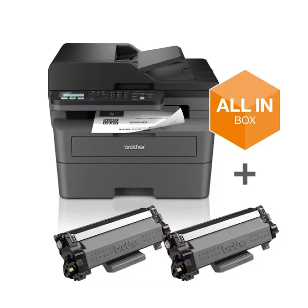 Brother MFC-L2827DWXL A4 All-in-One Mono Laser Printer - All in Box Print Bundle