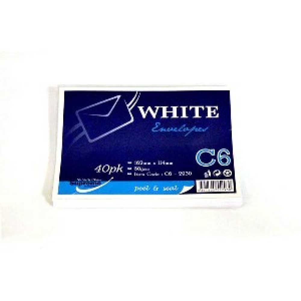 Envelopes C6 White 40pk (C6-2930)