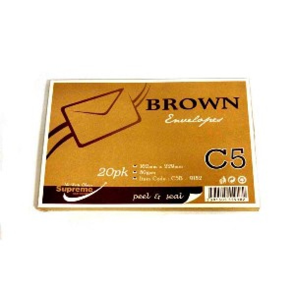 ENVELOPE C5 BROWN 20PK (C5B-9182)