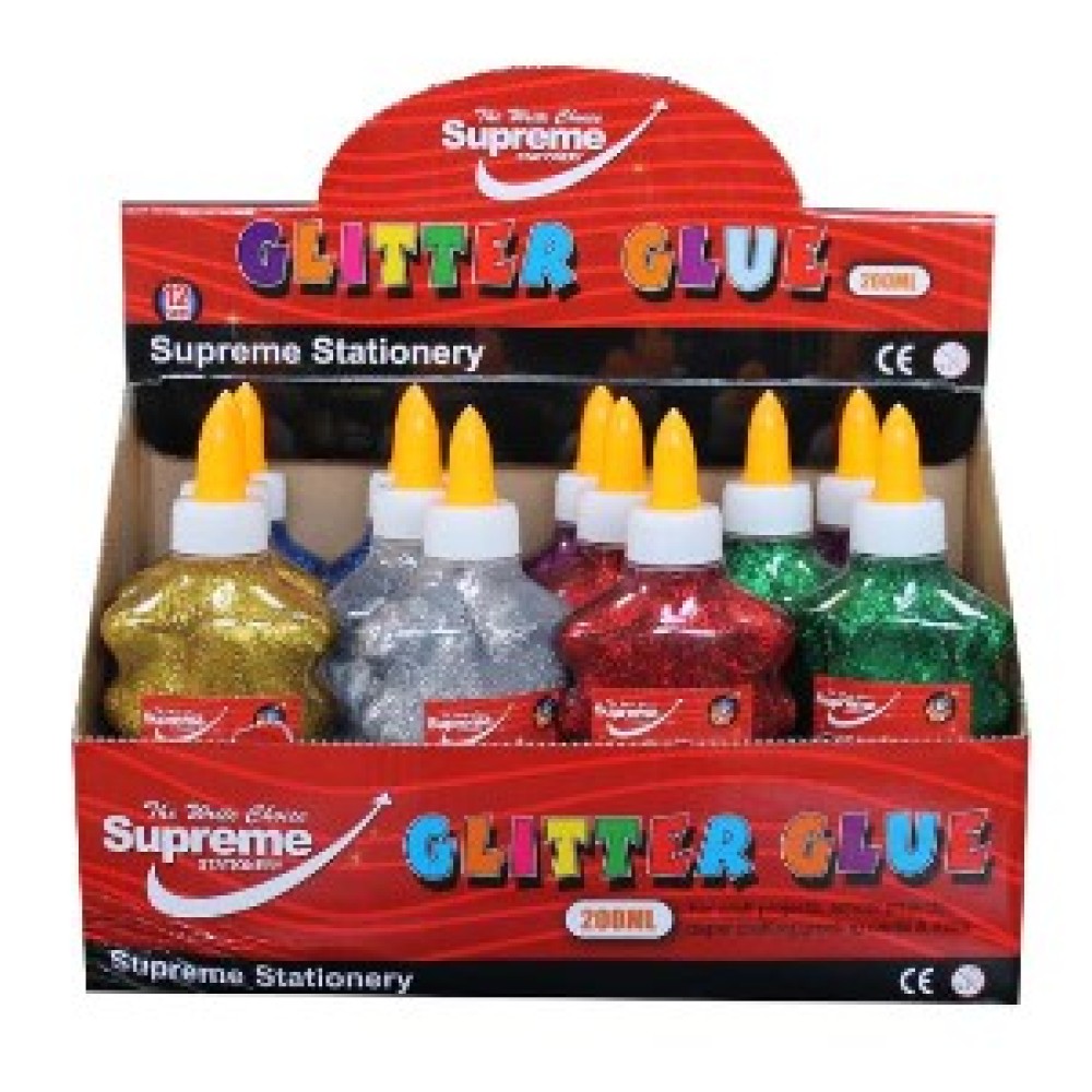 Glitter Glue 200ml Asst 12pk 