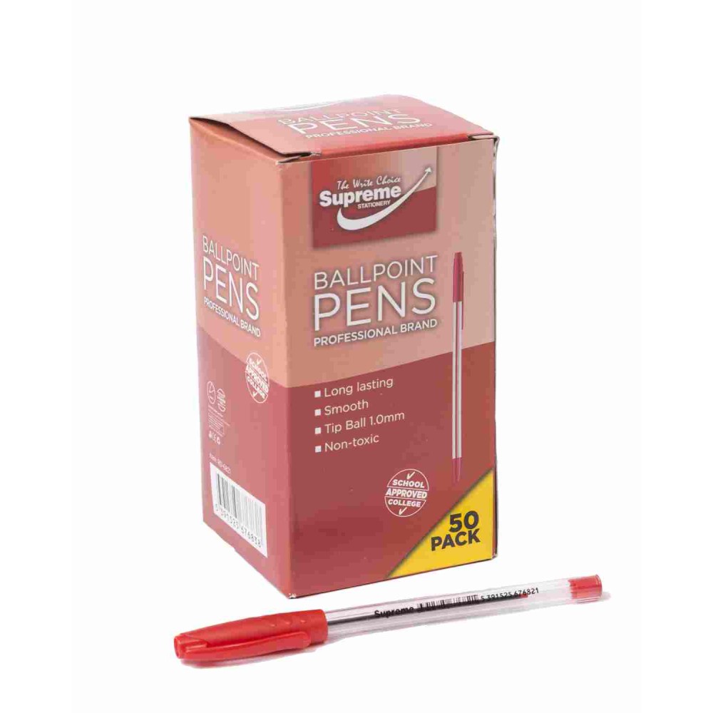 BALL POINT PENS RED 50PK (RD-6821)