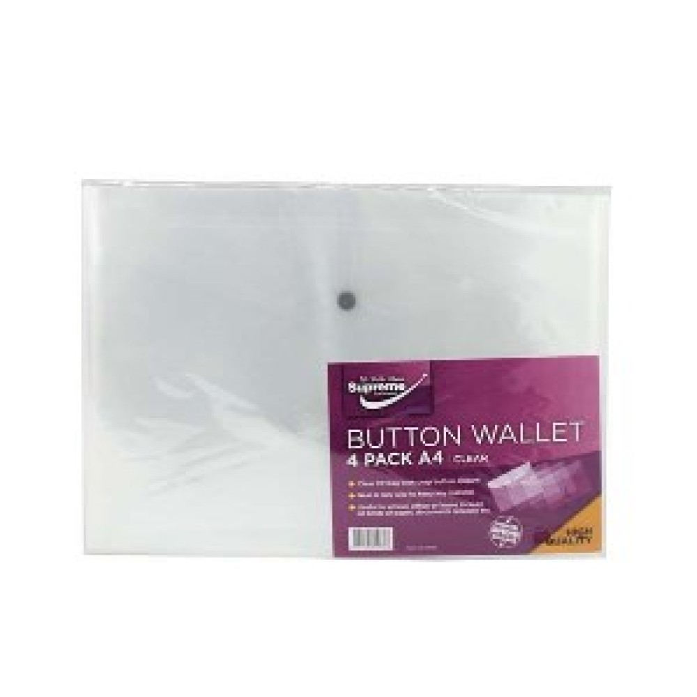 Button Wallet A4 Clear 4Pk (W-209C)