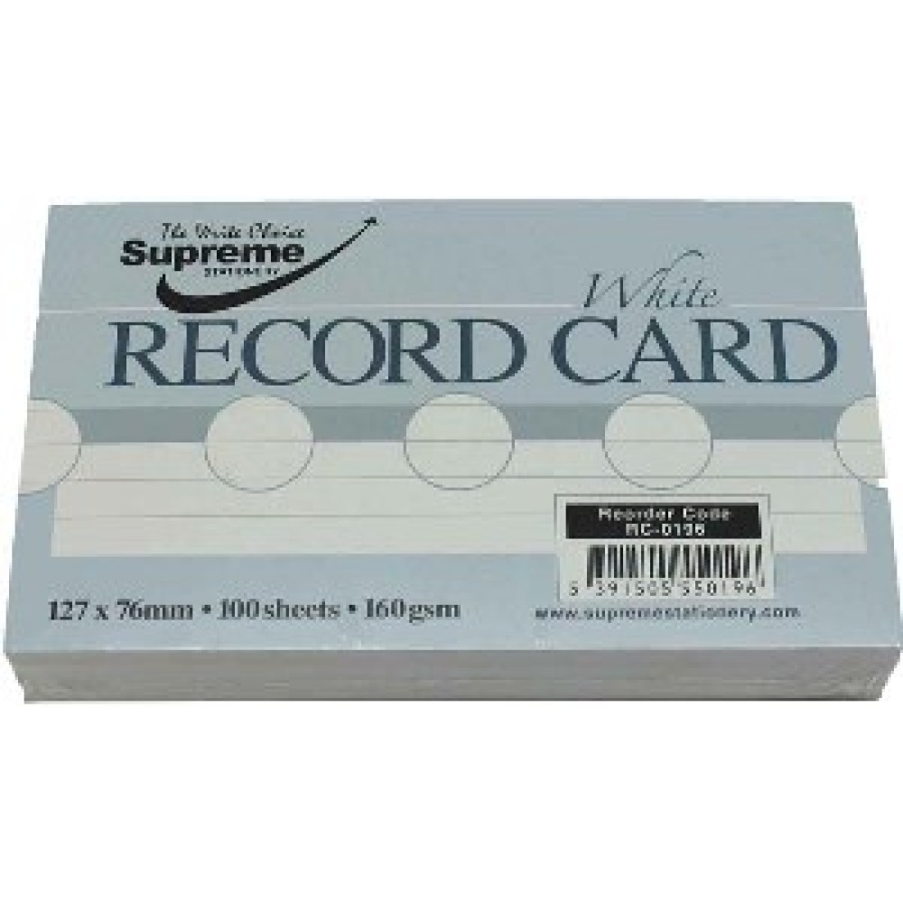 RECORD CARD 5X3 WHITE RULED (RC-0196)