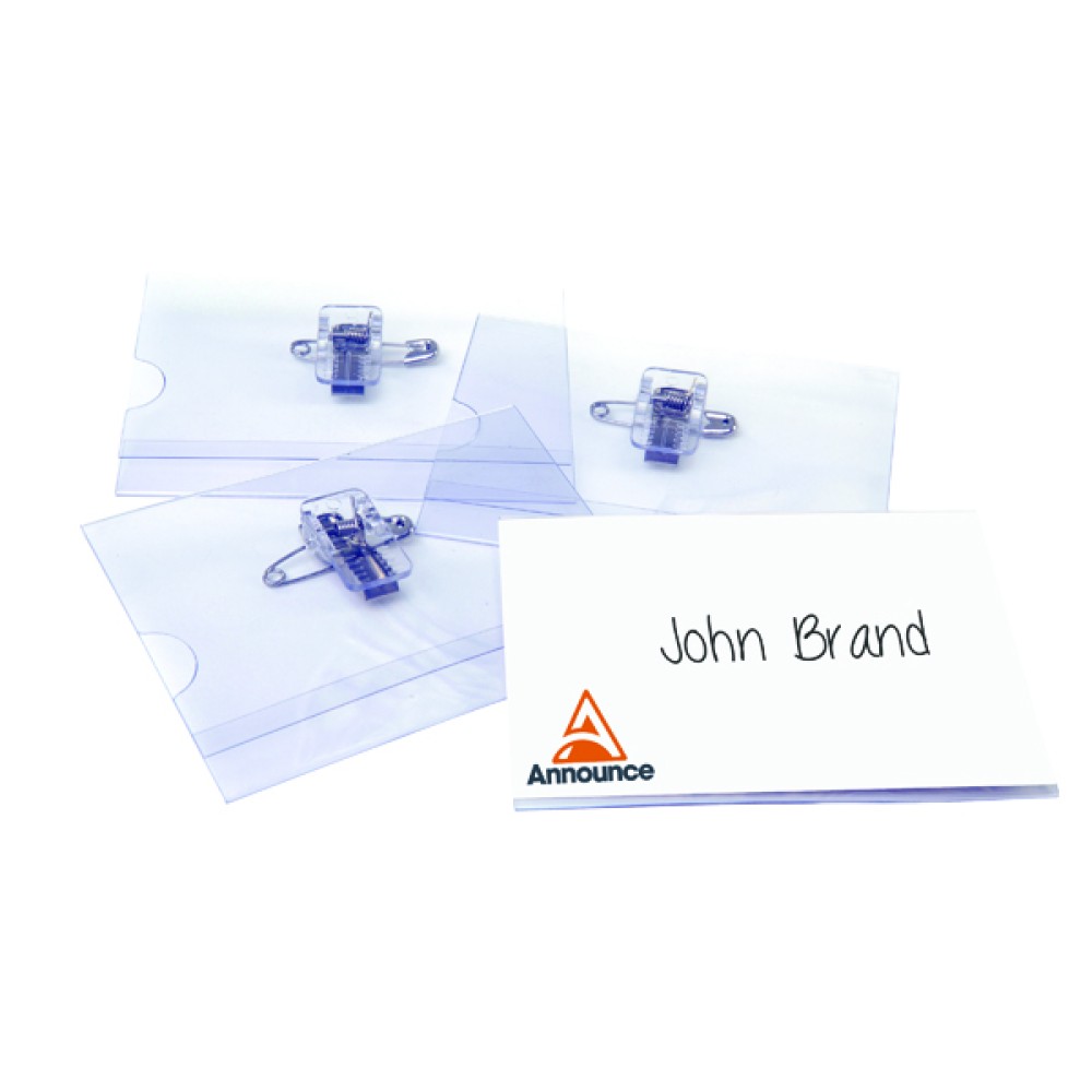 Announce Combi Clip Name Badge 54x90mm (50 Pack) PV00918