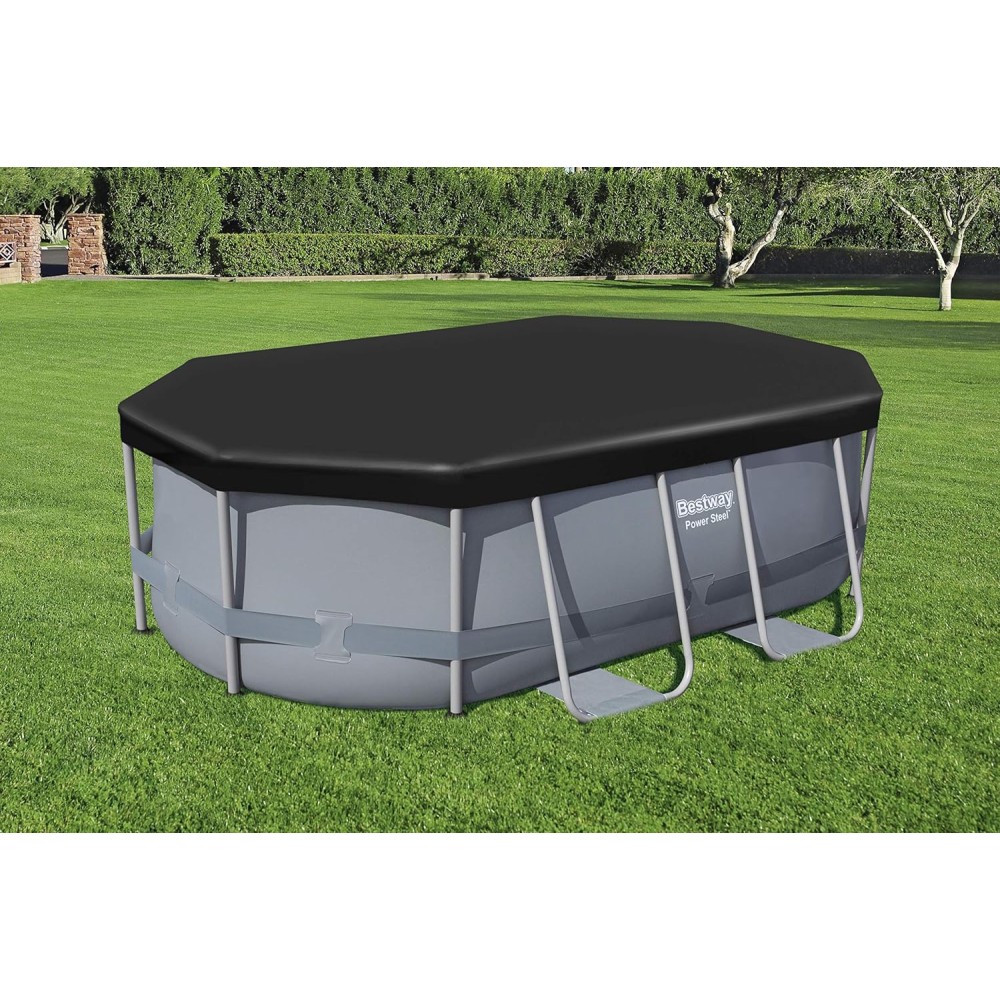 Bestway Flowclear Swimming Pool Cover for Power Steel Oval Pools, 10 ft