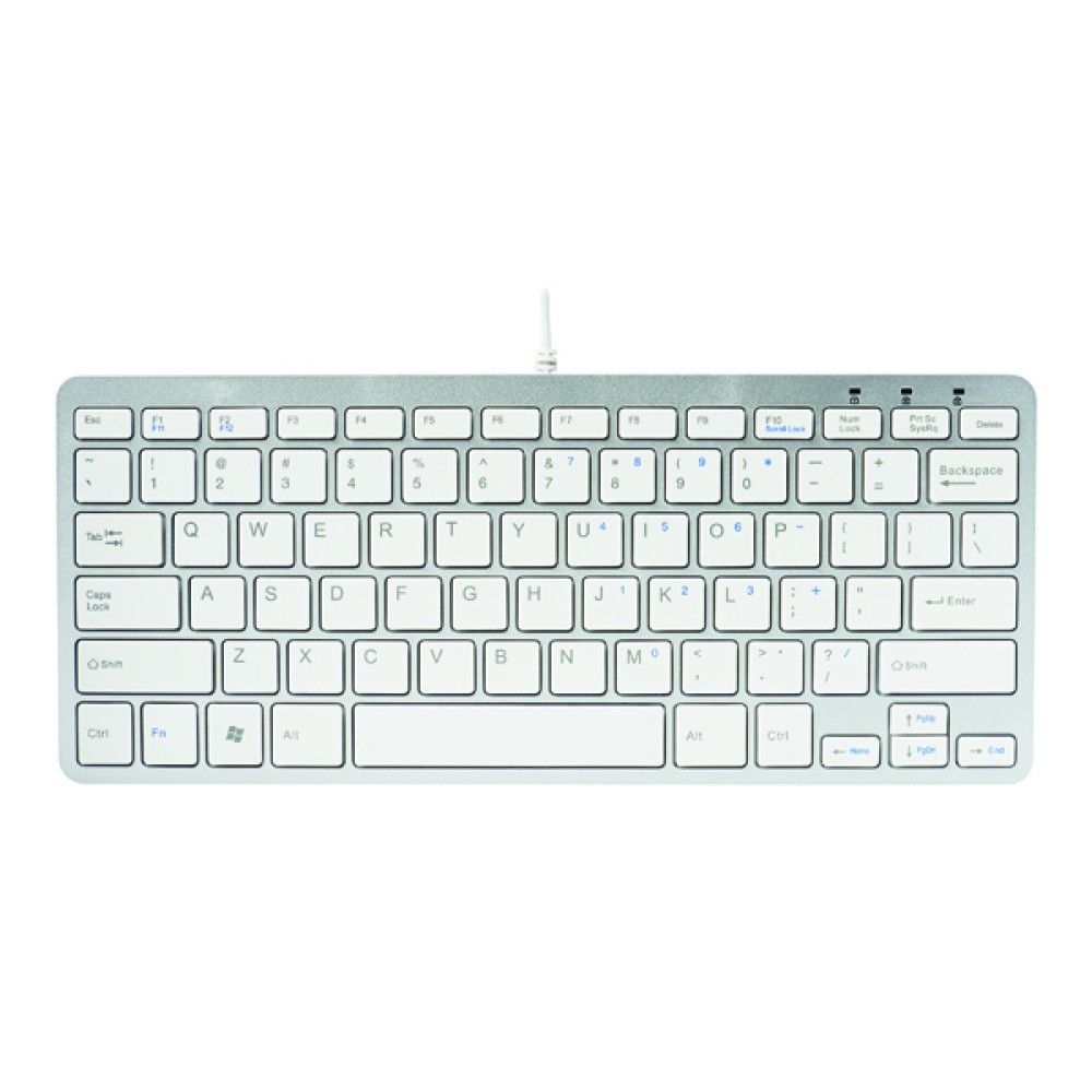 R-GO Compact Ergonomic Keyboard Wired White RGOECUKW