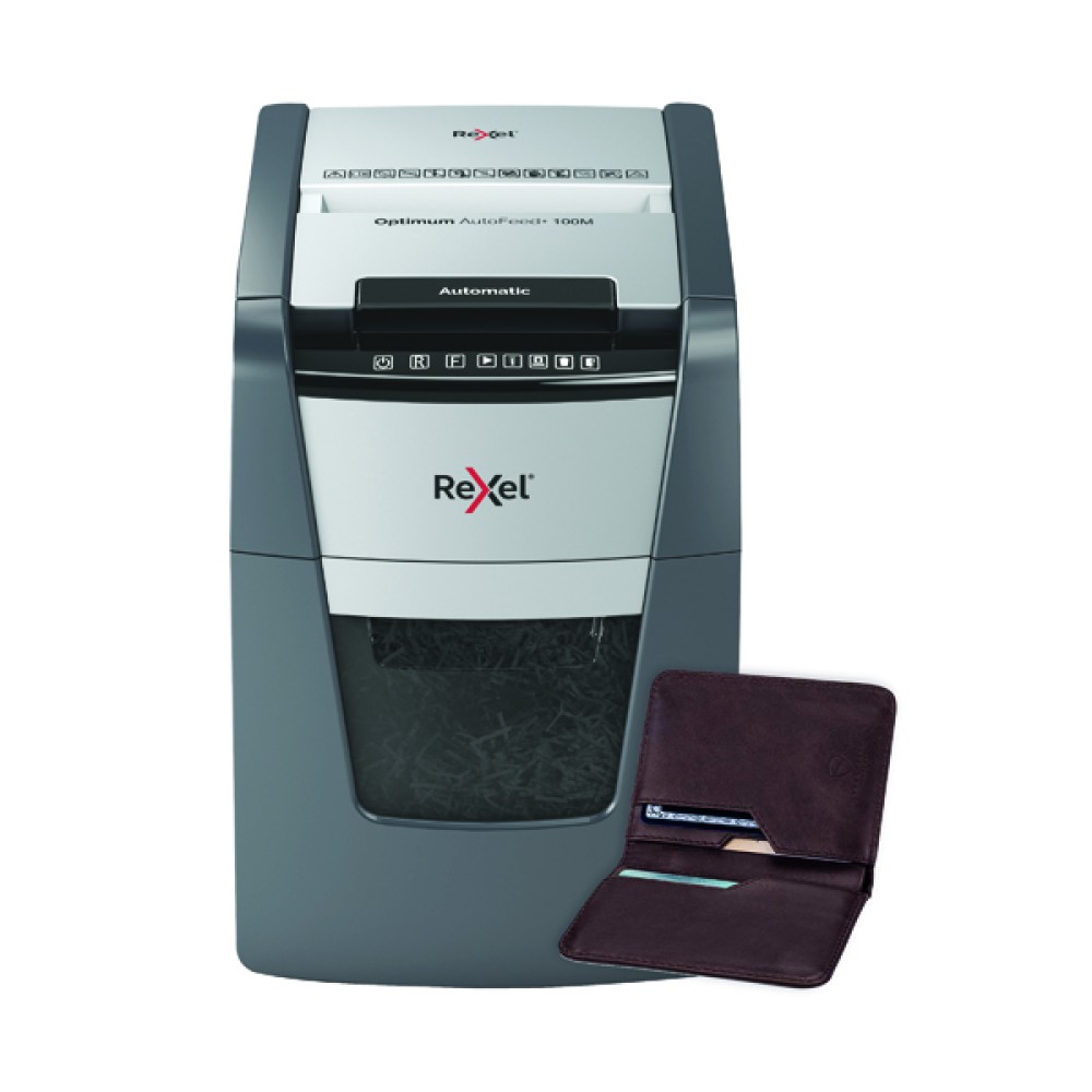 Rexel Optimum AutoFeed+ 100M Micro-Cut P-5 Shredder Black 2020100M