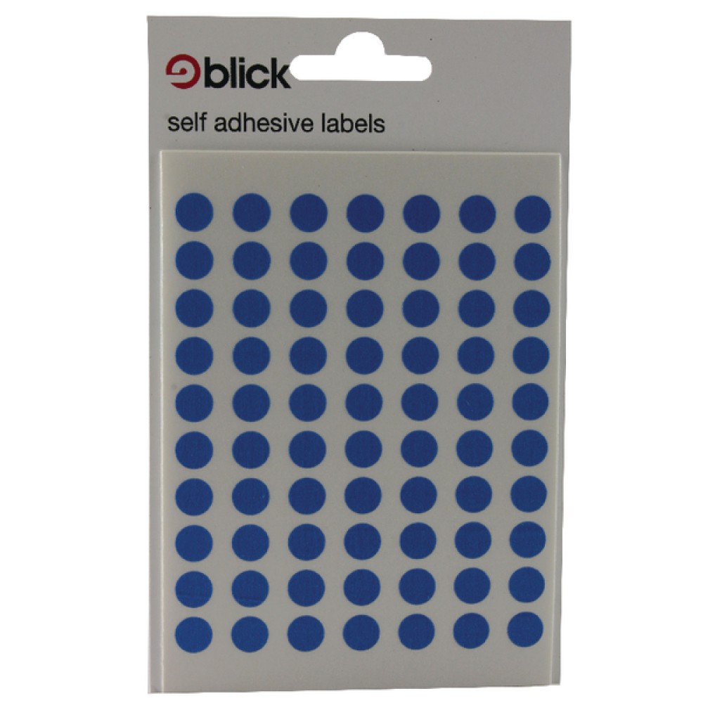 Blick Coloured Labels in Bags Round 8mm Dia 490 Per Bag Blue (9800 Pack) RS002055