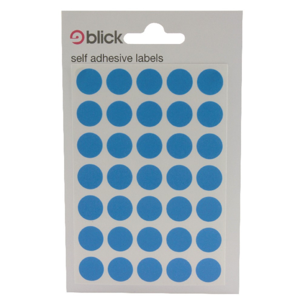 Blick Coloured Labels in Bags Round 13mm Dia 140 Per Bag Blue (2800 Pack) RS003953