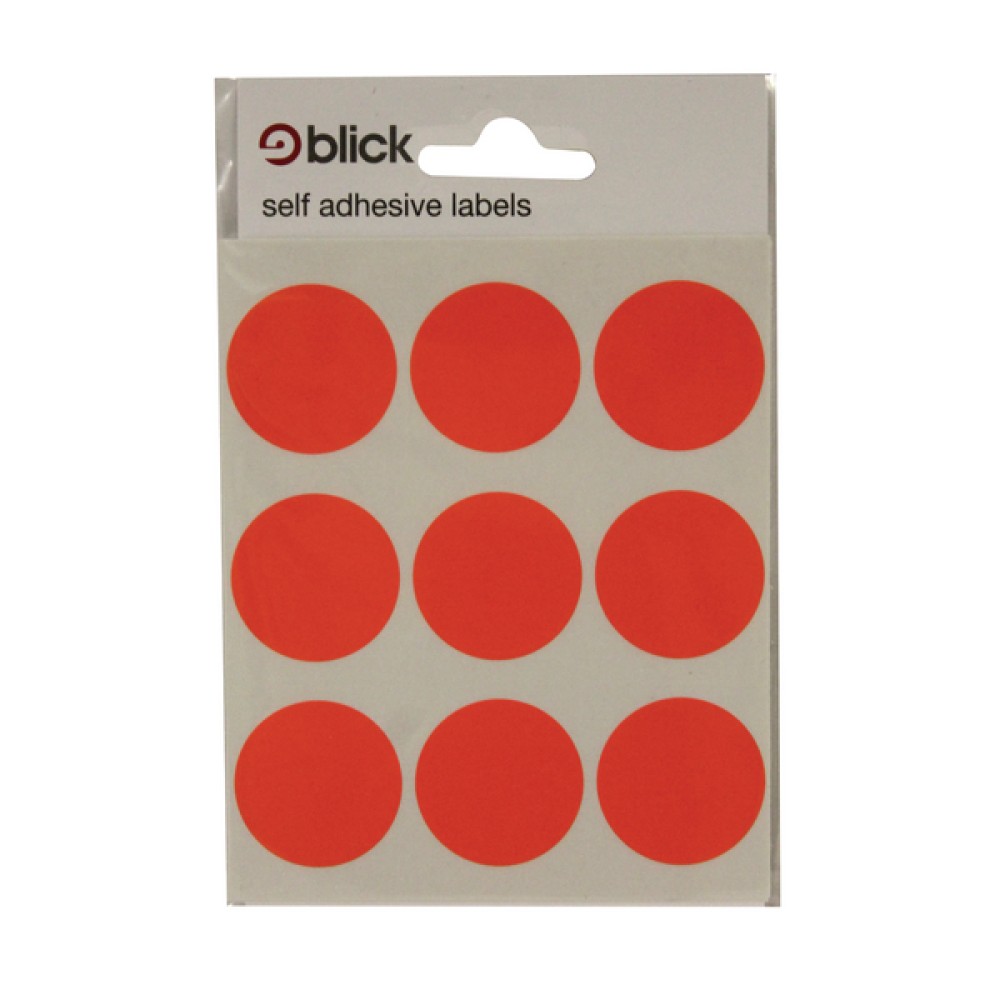 Blick Coloured Labels in Bags Round 29mm Dia 36 Per Bag Red (720 Pack) RS005155