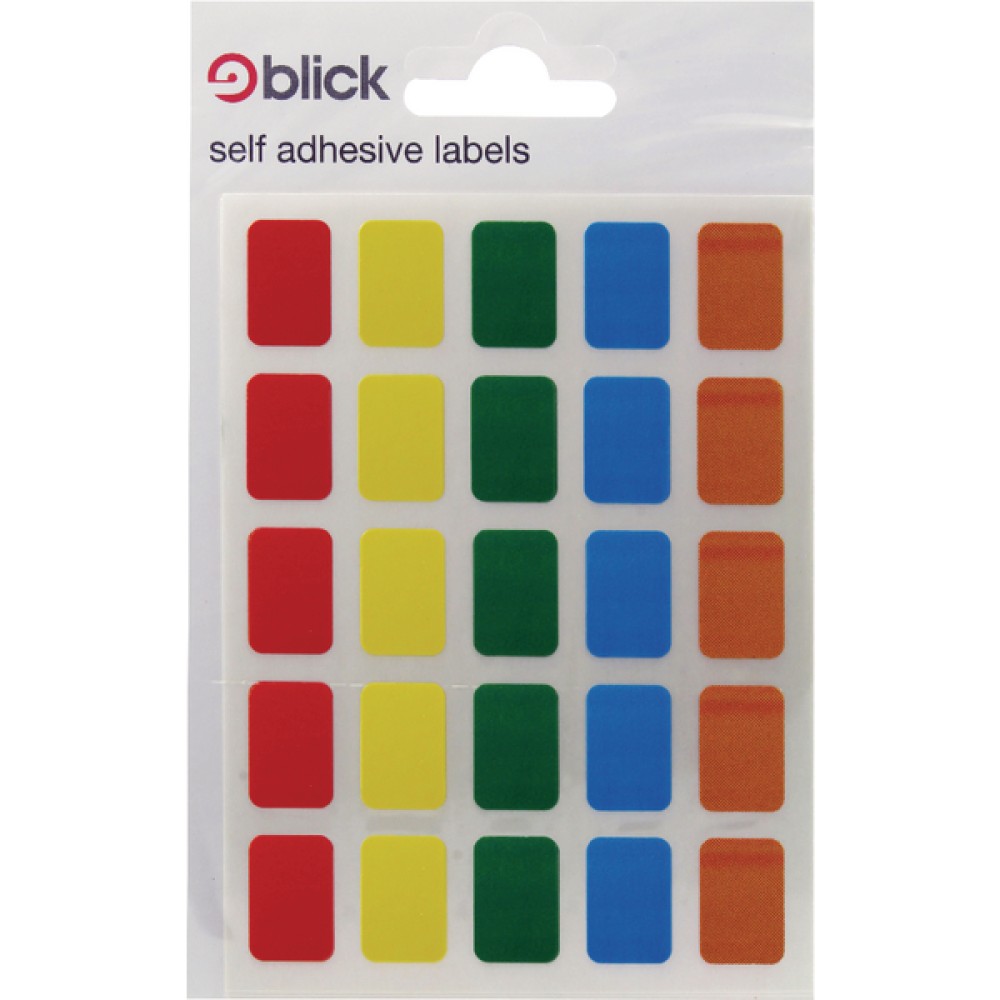 Blick Coloured Labels in Bags 12x18mm 120 Per Bag Assorted (2400 Pack) RS006251