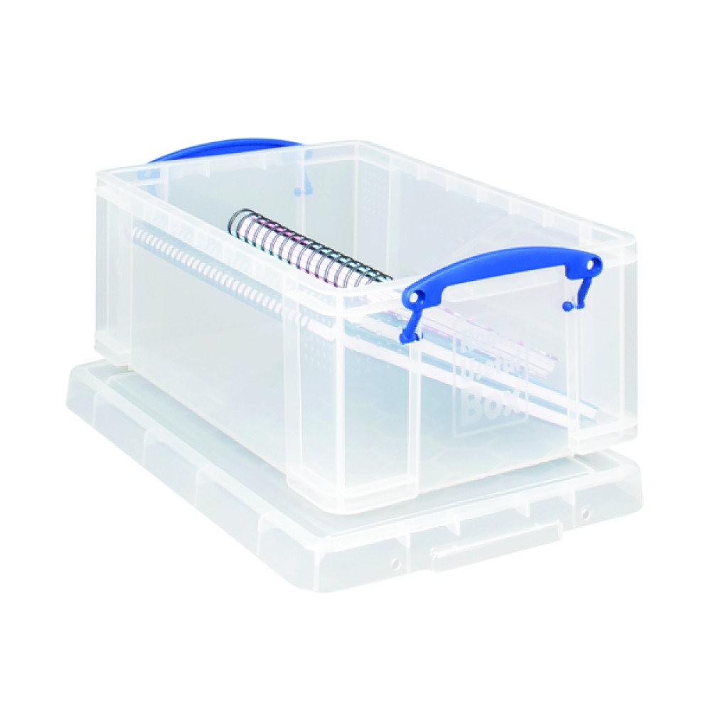 Really Useful 9L Plastic Storage Box With Lid 395x255x155mm Clear 9C
