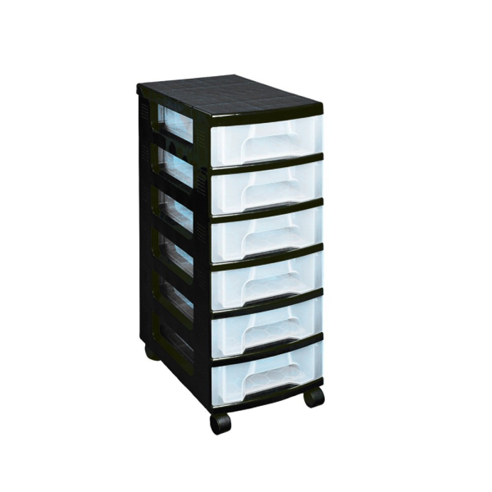 Really Useful Plastic Storage Tower With 6 Drawers Black ST6X7C