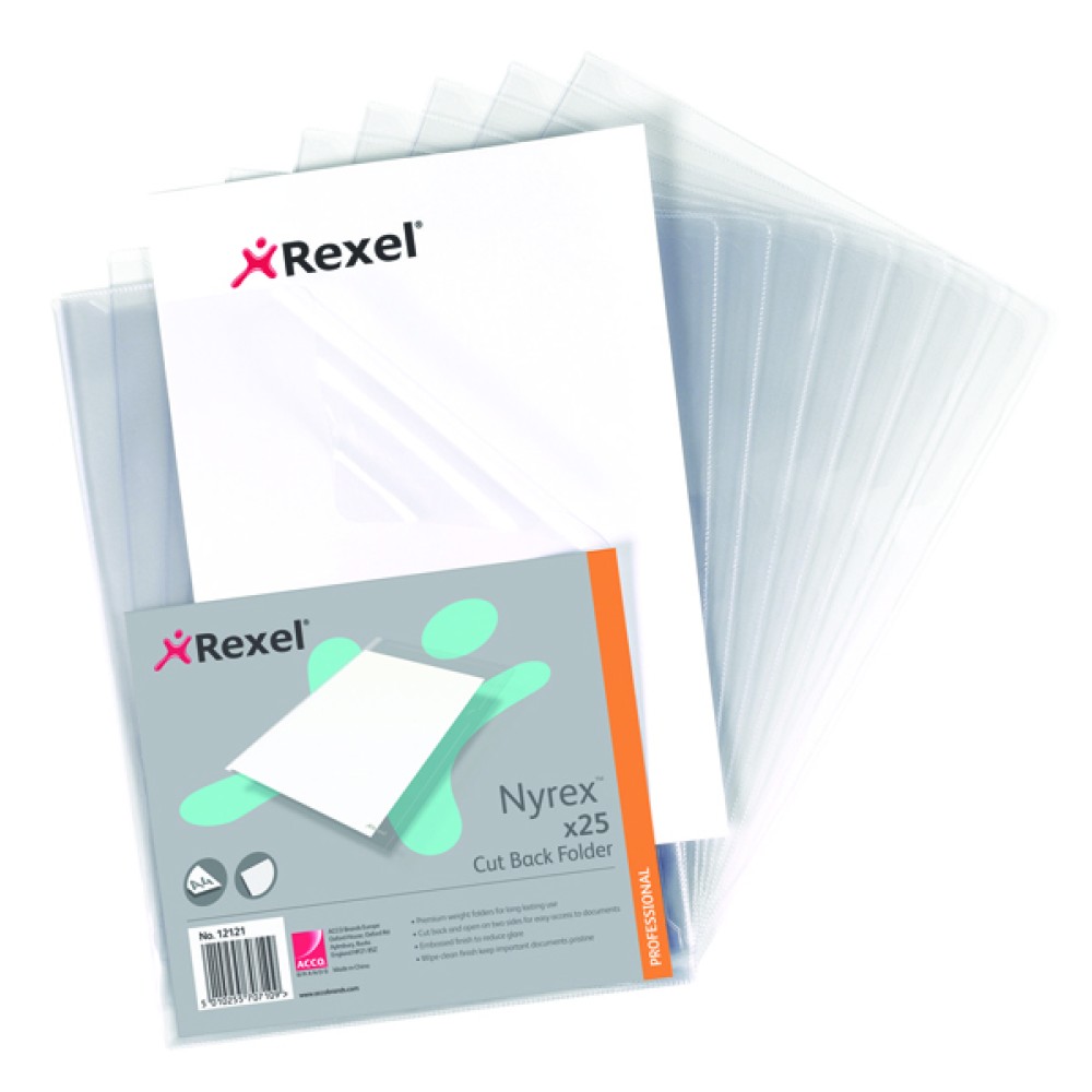 Rexel Nyrex Cut Back Folders A4 Clear (Pack of 25) 12121