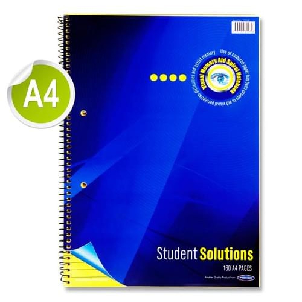 Student Solutions A4 160pg Visual Memory Aid Spiral - Yellow