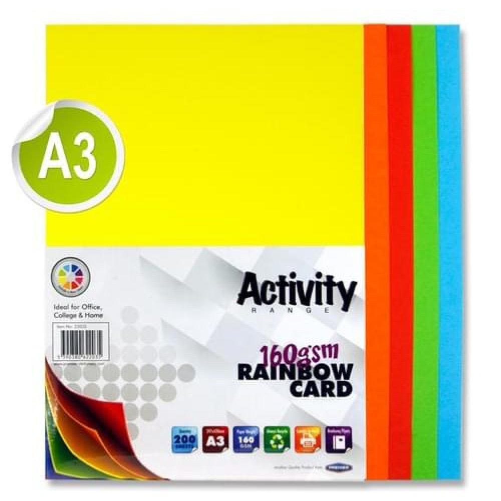 PREMIER ACTIVITY A3 160gsm CARD 200 SHEETS - RAINBOW