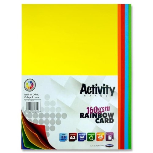 PREMIER ACTIVITY A3 160gsm CARD 50 SHEETS - RAINBOW