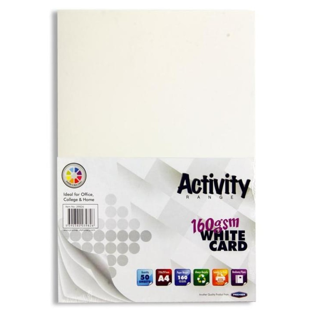 PREMIER ACTIVITY A4 160gsm  CARD 50 SHEETS - WHITE