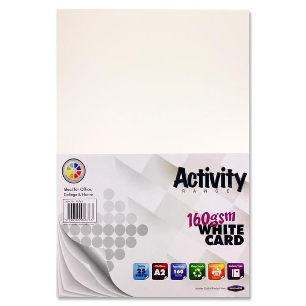 PREMIER ACTIVITY A2 160gsm CARD 25 SHEETS - WHITE