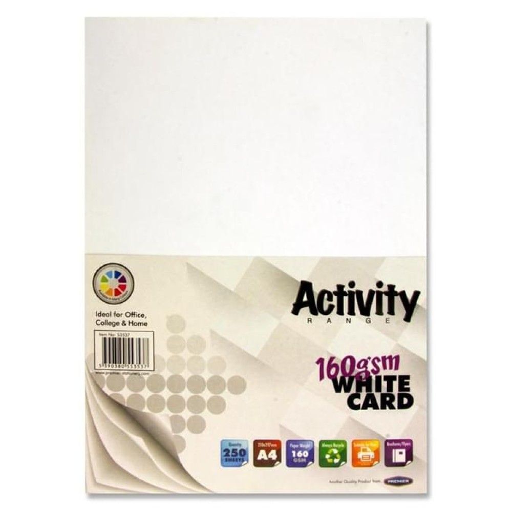 PREMIER ACTIVITY A4 160gsm CARD 250 SHEETS - WHITE