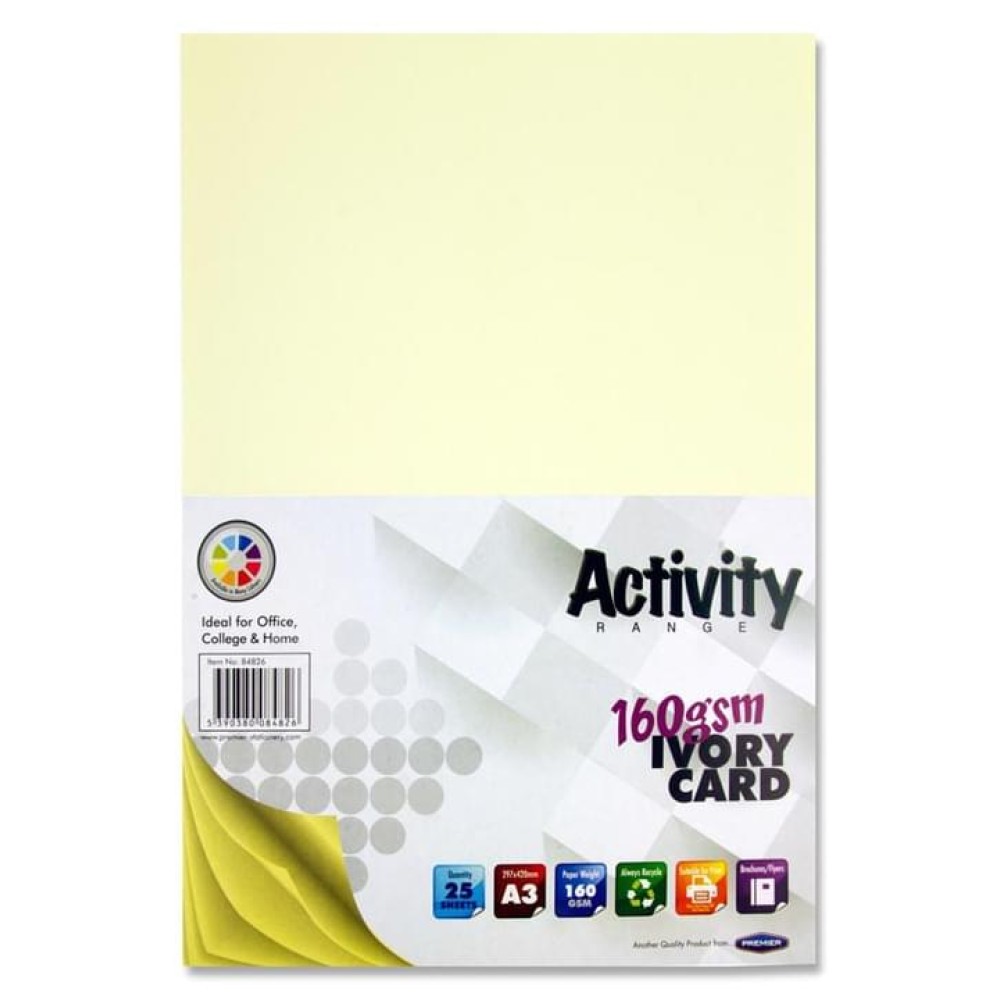 PREMIER ACTIVITY A3 160gsm CARD 25 SHEETS - IVORY