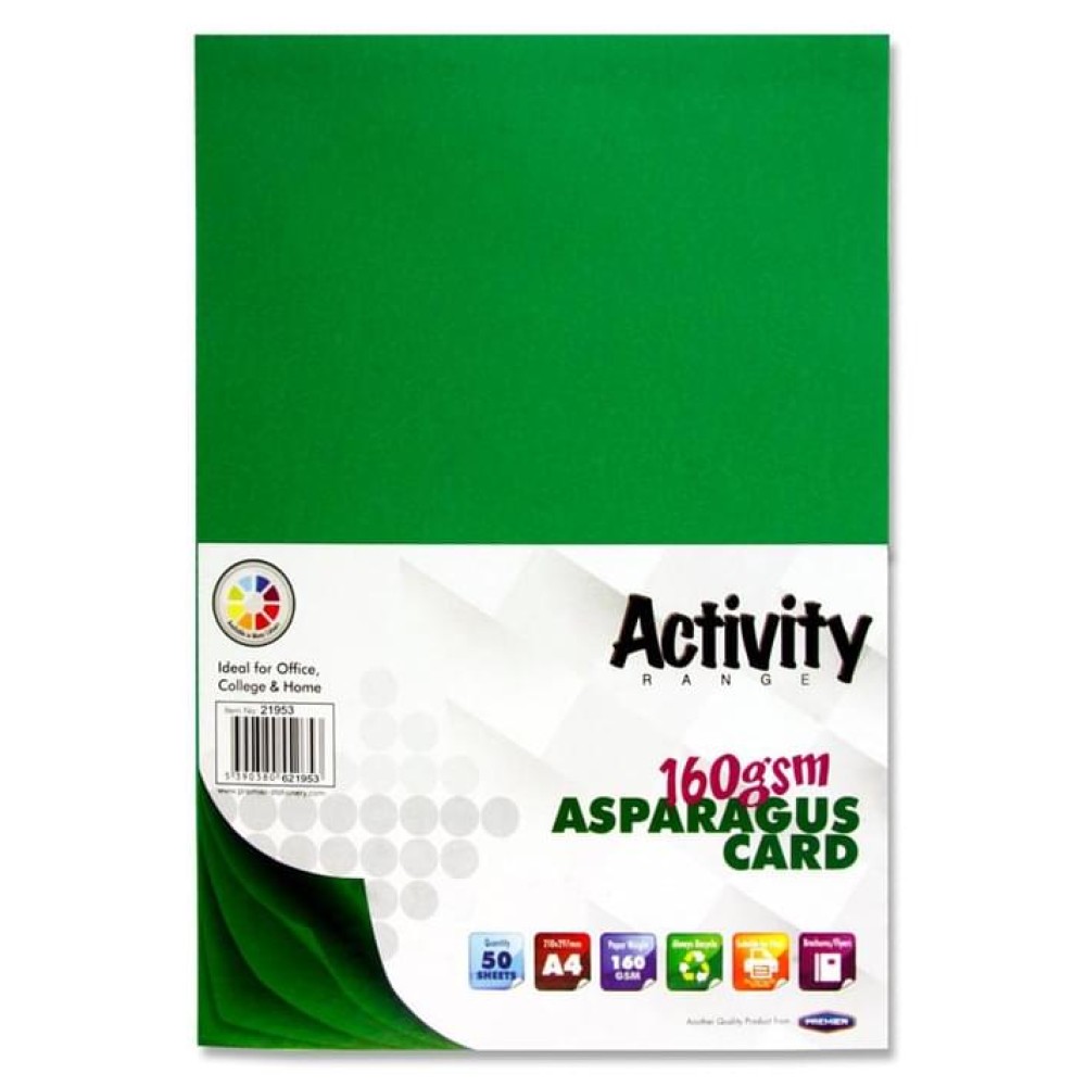 PREMIER ACTIVITY A4 160gsm CARD 50 SHEETS - ASPARAGUS