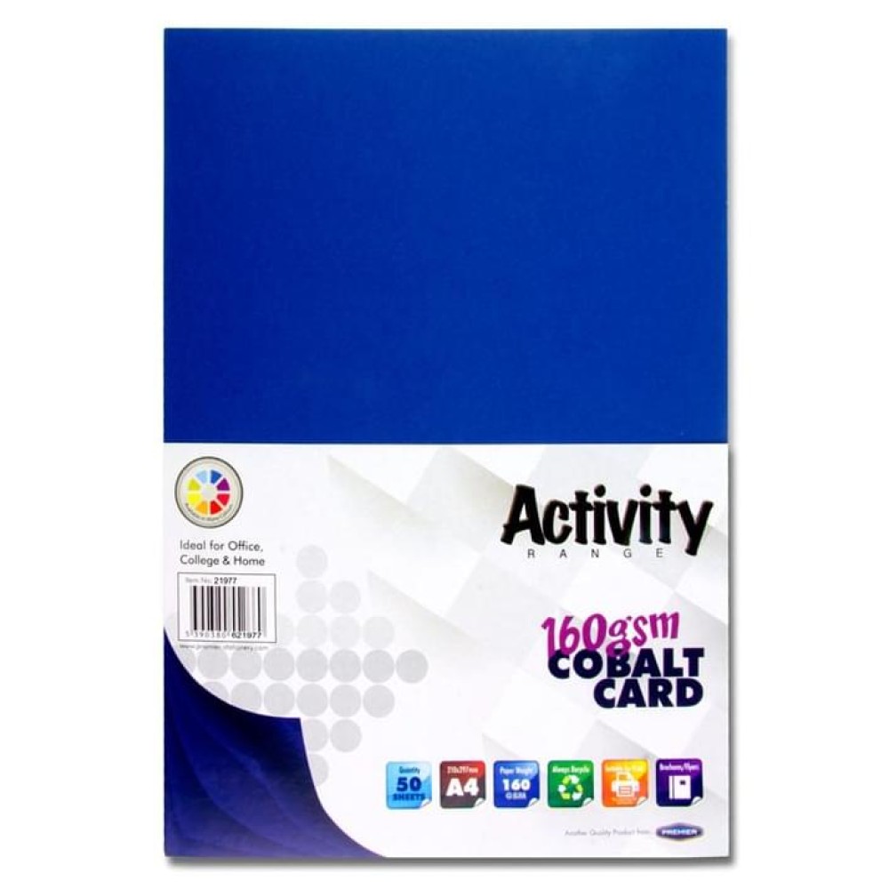 PREMIER ACTIVITY A4 160gsm CARD 50 SHEETS - COBALT