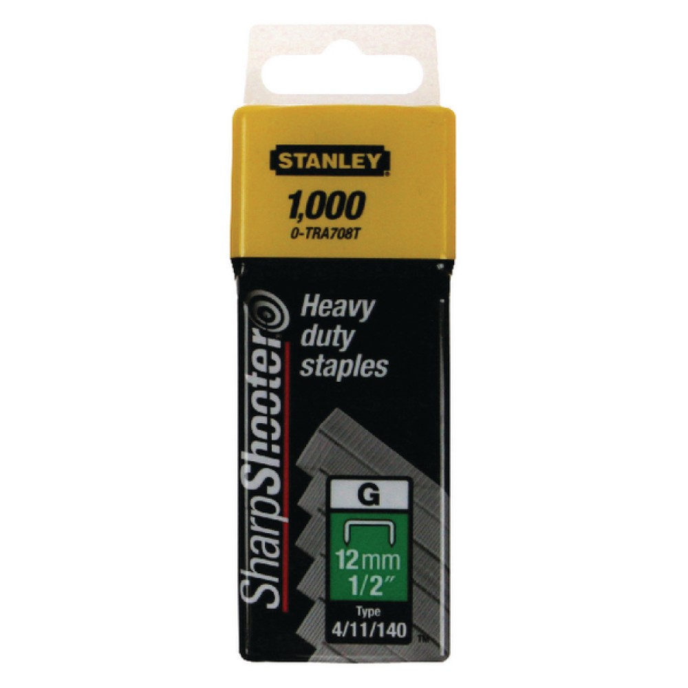 Stanley SharpShooter Heavy Duty 12mm 1/2in Type G Staples (1000 Pack) 1-TRA708T