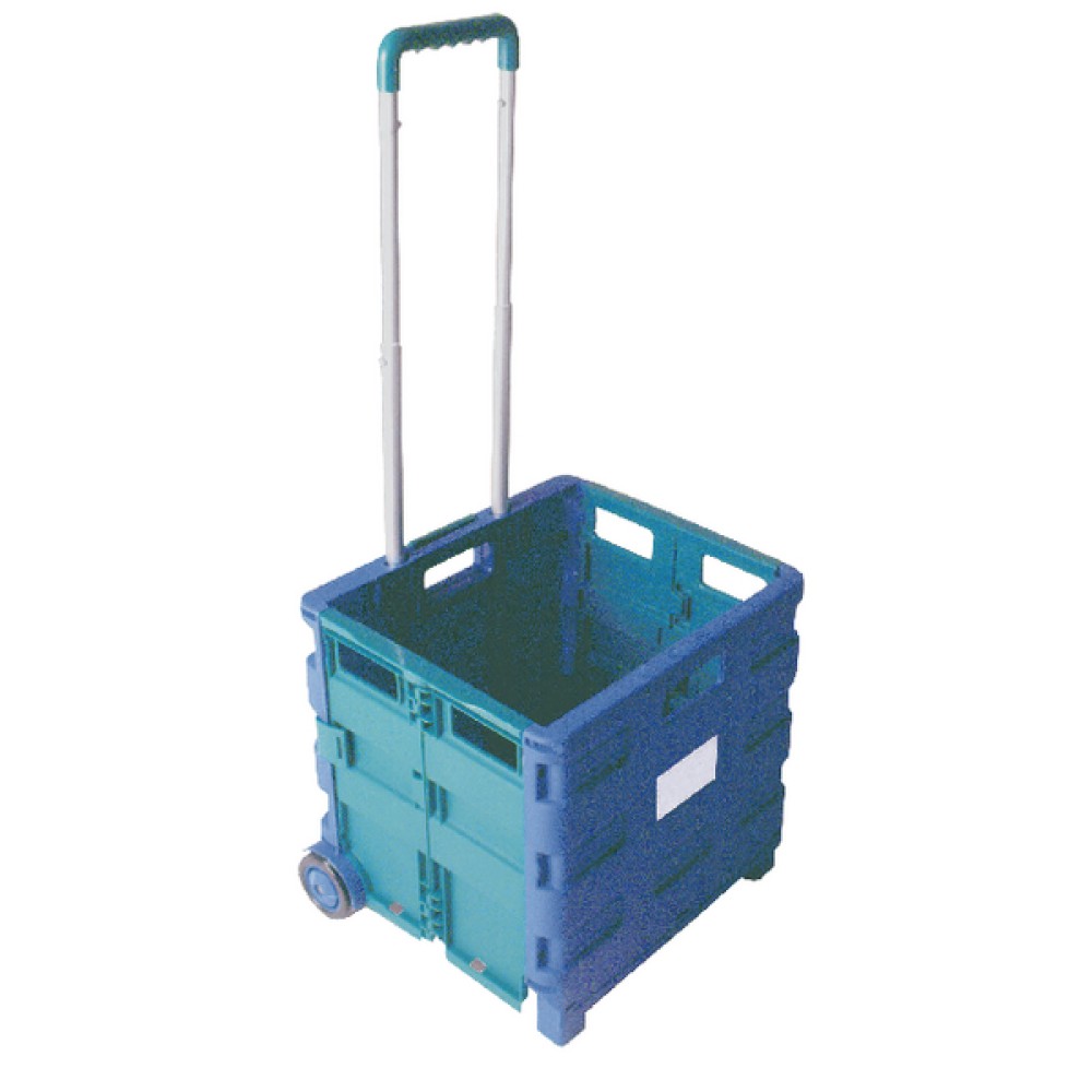 Folding Container Trolley Blue/Green 356684