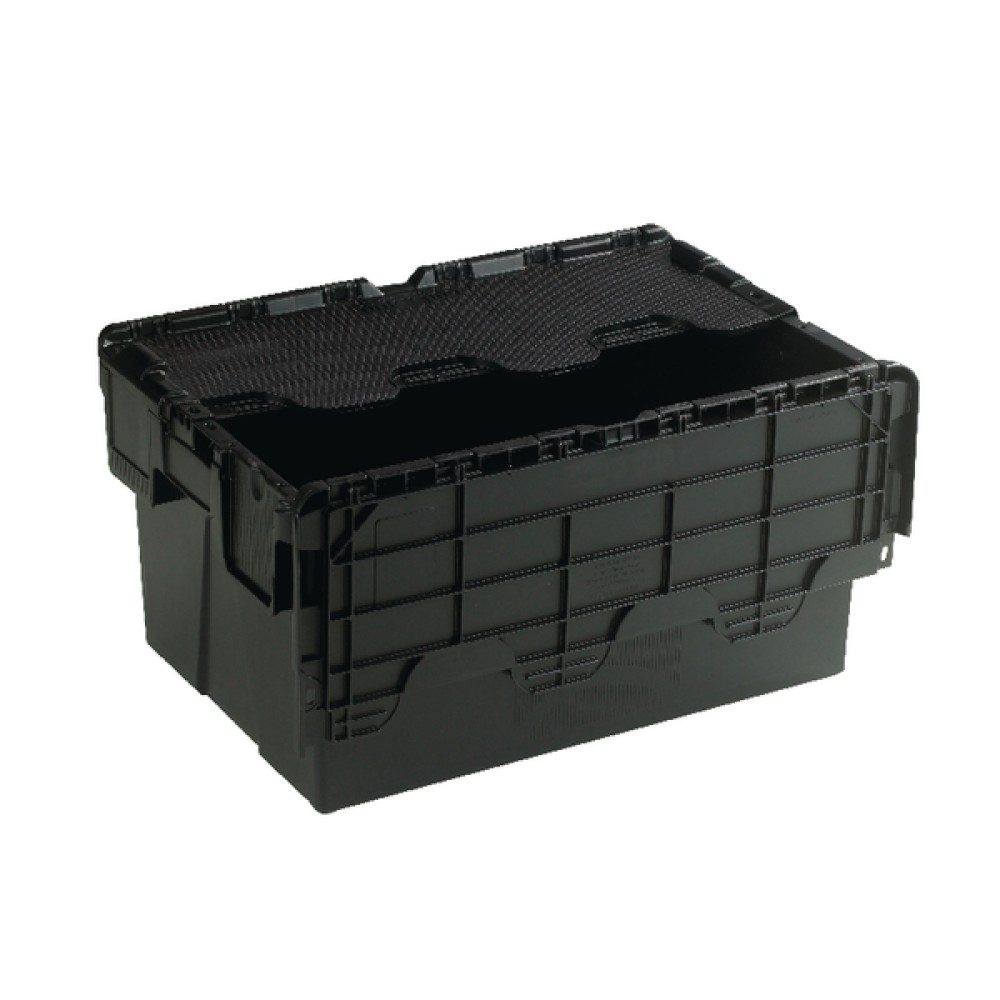 Black Attached Lid Container 54L 375814