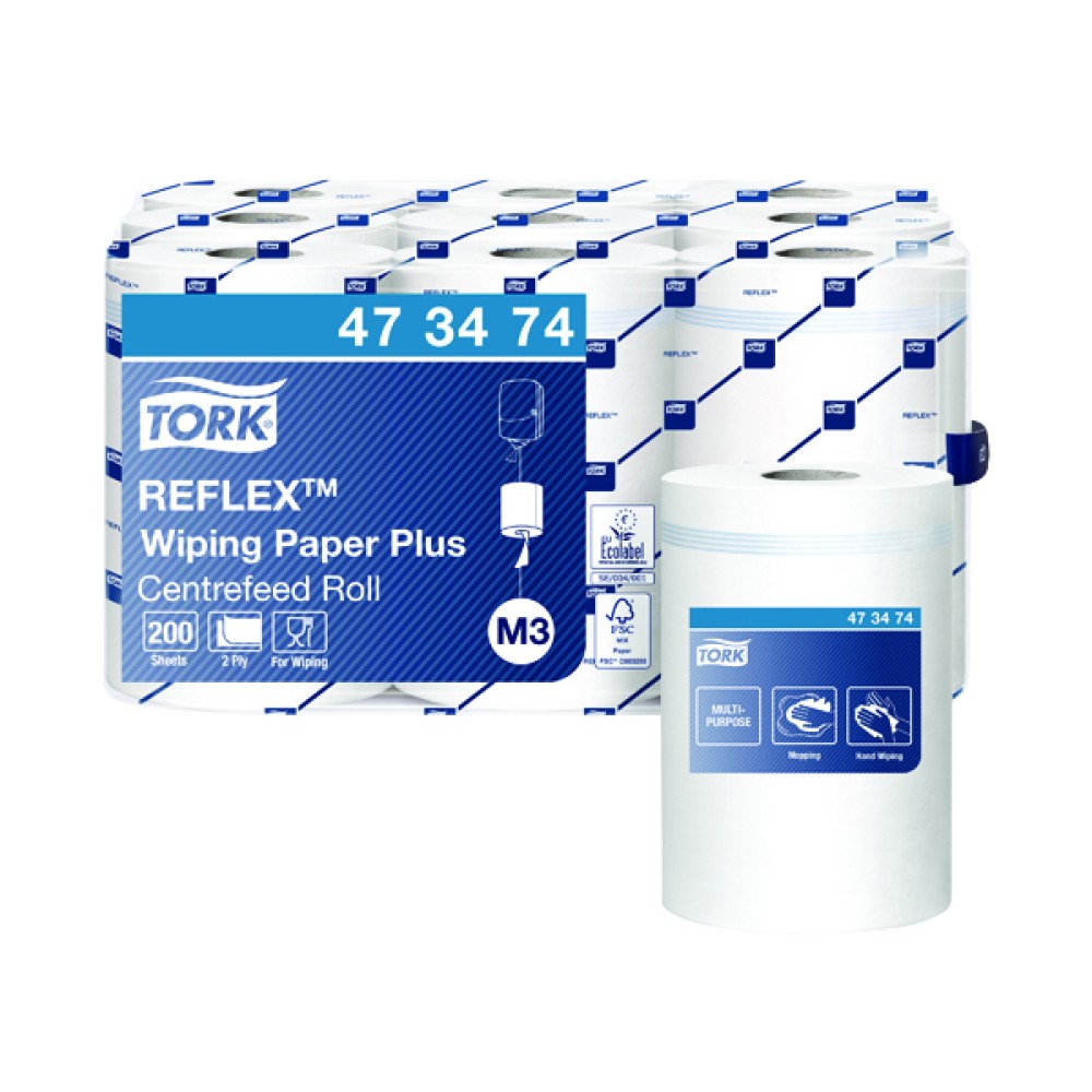 Tork Reflex M3 Wiping Paper Plus 2-Ply 200 Sheets (9 Pack) 473474