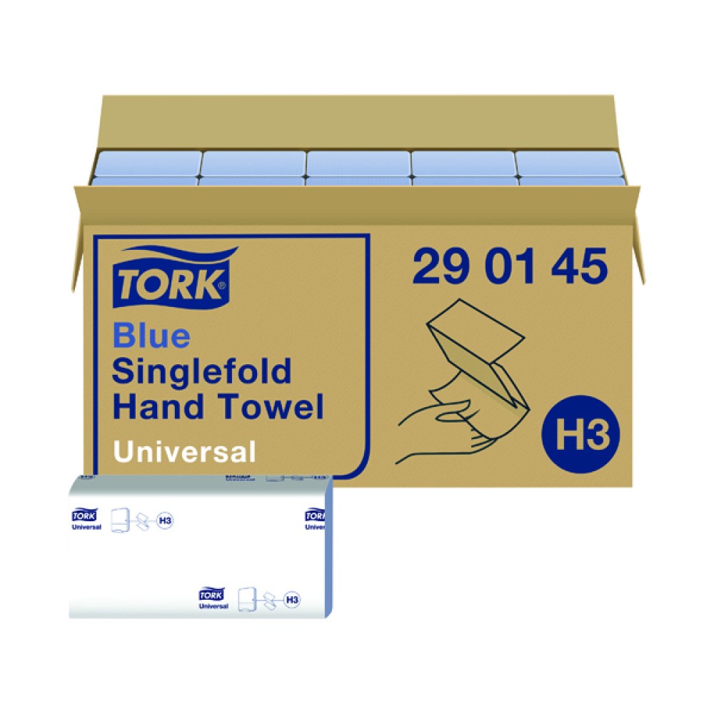 Tork Singlefold Hand Towel H3 Blue 200 Sheets (20 Pack) 290145