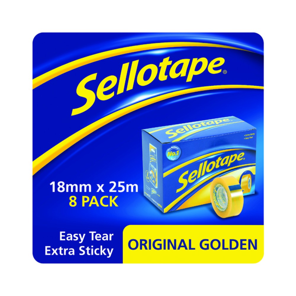 Sellotape Original Golden Tape 18mm x 25m (8 Pack)