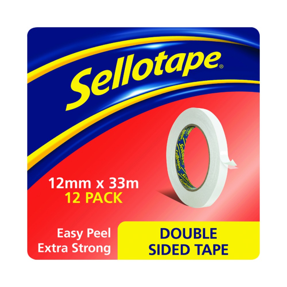 Sellotape Double Sided Tape 12mmx33m (12 Pack) 1447057