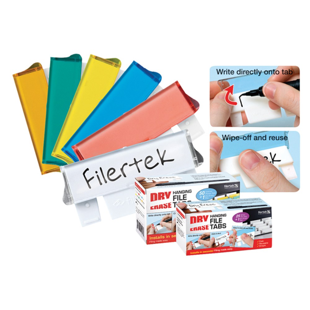 Cathedral Assorted Dry Erase Suspension File Tabs (50 Pack) FPCLIPDRY50ASS