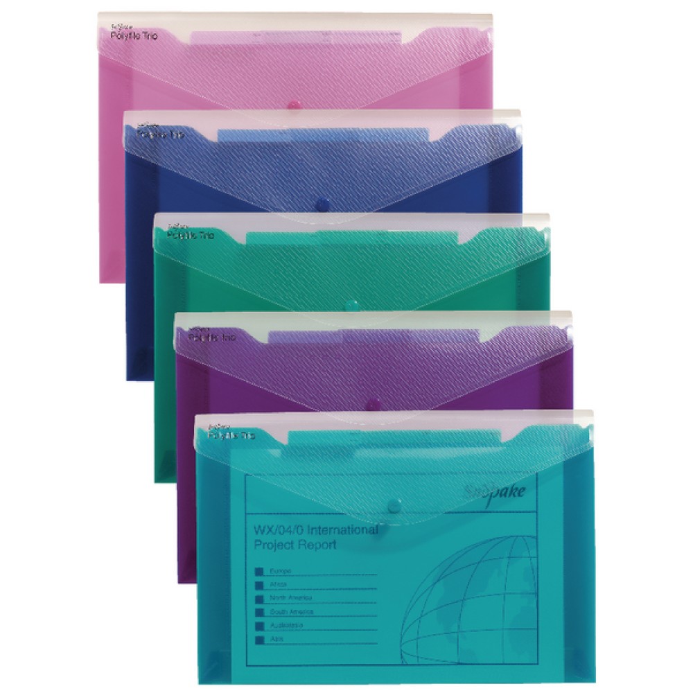 Snopake Polyfile Trio Electra Assorted A4 (5 Pack) 14967