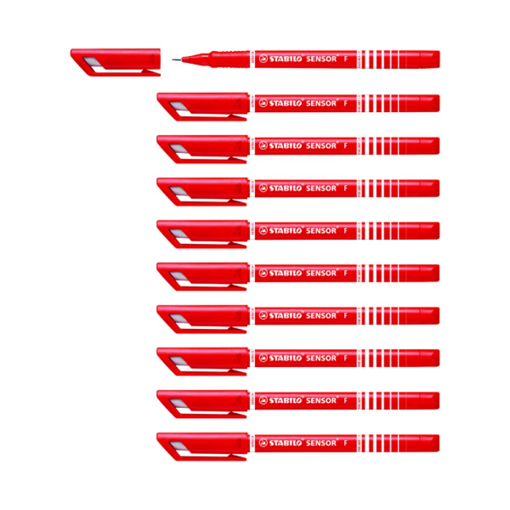 Stabilo Sensor F-tip Fineliner Pen Red (10 Pack) 189/40