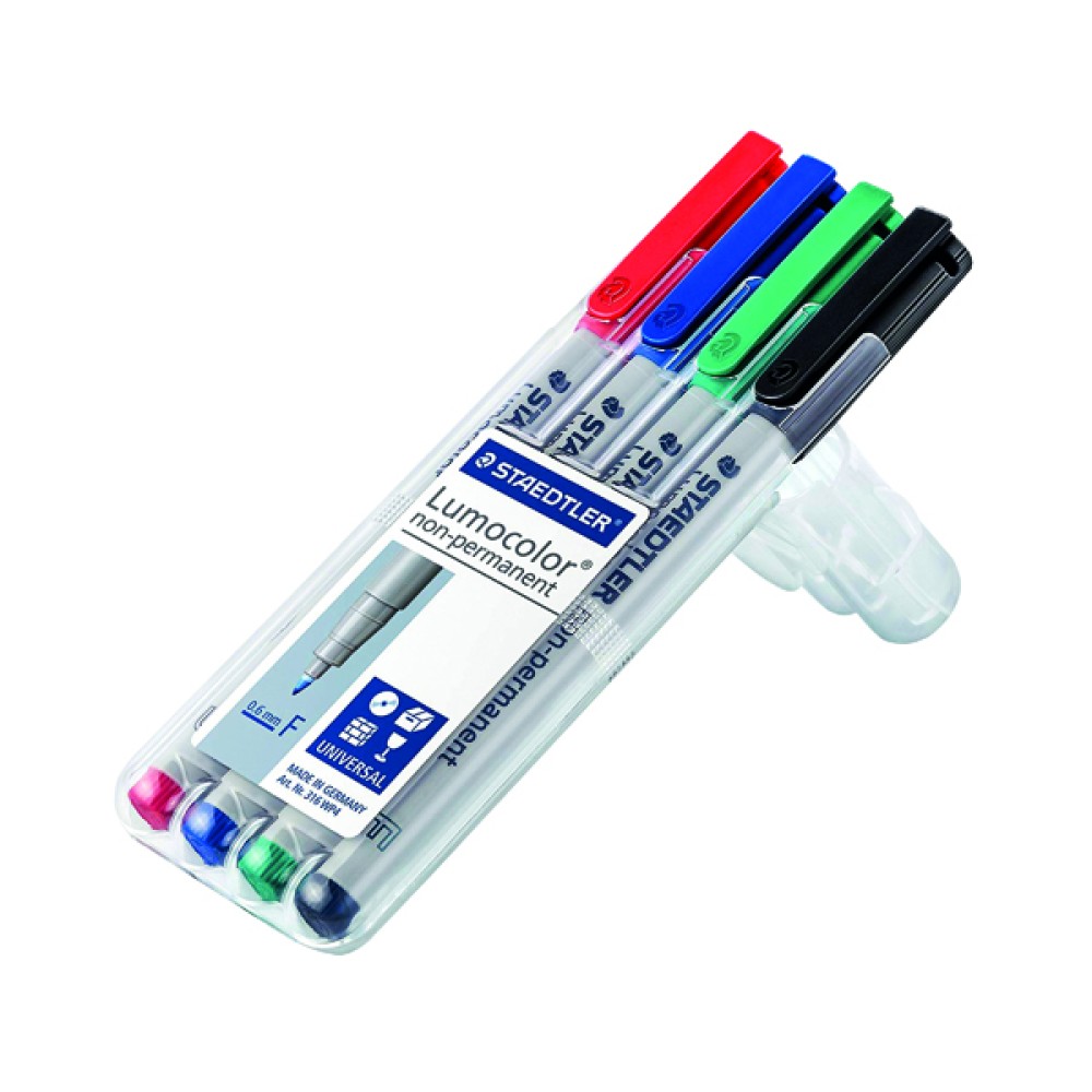 Staedtler Lumocolour Universal Pen Water Soluble Fine Assorted (4 Pack) 316-WP4