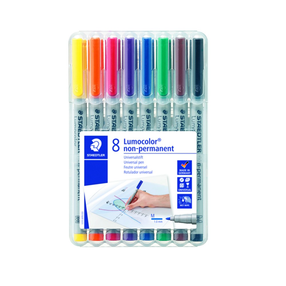 Staedtler Lumocolour Universal Pen Water Soluble Medium Assorted (8 Pack) 315-WP8