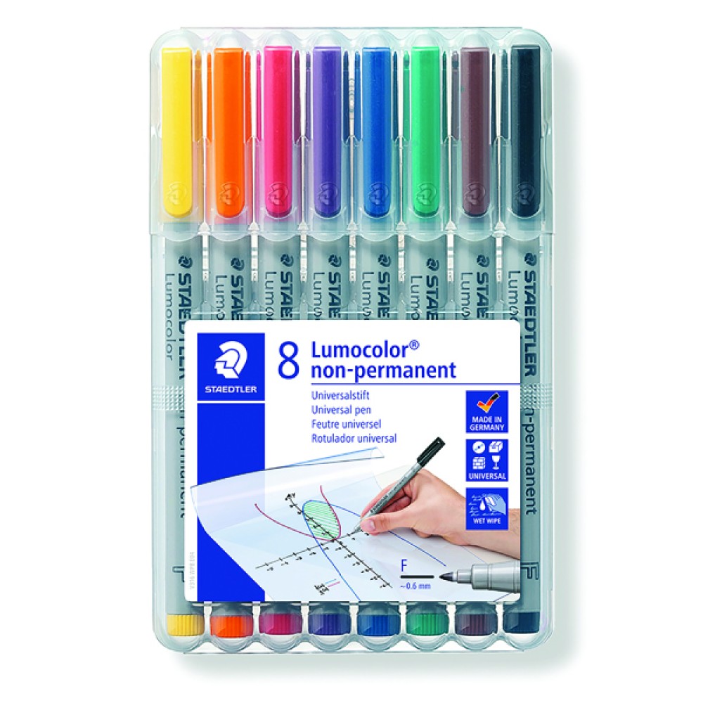 Staedtler Lumocolor Non-Permanent Fine Assorted (8 Pack) 316 WP8