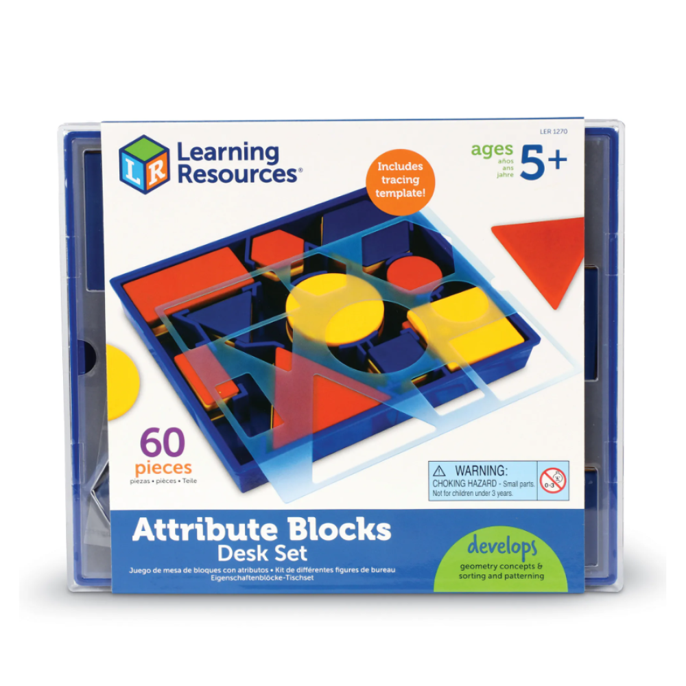 Attribute Blocks In Plastic Storage Tray -Desk Set -Learning Resources